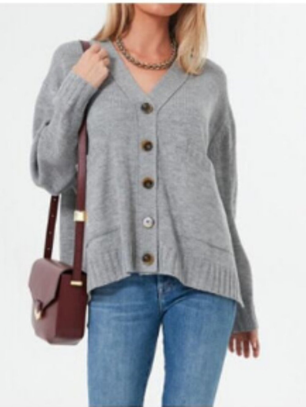 Pomander Place Classic Gray Open-Front Women’s Cardigan Sweater